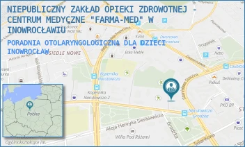 PORADNIA OTOLARYNGOLOGICZNA DLA DZIECI - NIEPUBLICZNY ZAKŁAD OPIEKI ZDROWOTNEJ - CENTRUM MEDYCZNE "FARMA-MED" W INOWROCŁAWIU - NARUTOWICZA 24,  INOWROCŁAW