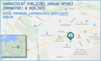 SPZOZ PORADNIA LARYNGOLOGII DZIECIĄCEJ - SAMODZIELNY PUBLICZNY ZAKŁAD OPIEKI ZDROWOTNEJ W DĘBLINIE - RYNEK 14, DĘBLIN