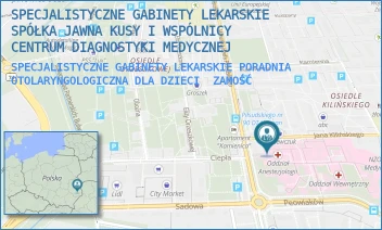 SPECJALISTYCZNE GABINETY LEKARSKIE PORADNIA OTOLARYNGOLOGICZNA DLA DZIECI - SPECJALISTYCZNE GABINETY LEKARSKIE SPÓŁKA JAWNA KUSY I WSPÓLNICY CENTRUM DIAGNOSTYKI MEDYCZNEJ - KILIŃSKIEGO 4, ZAMOŚĆ