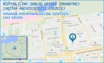 PORADNIA OTOLARYNGOLOGICZNA DZIECIĘCA - NIEPUBLICZNY ZAKŁAD OPIEKI ZDROWOTNEJ CARITAS ARCHIDIECEZJI ŁÓDZKIEJ - AL. MARSZ. EDWARDA ŚMIGŁEGO-RYDZA 24/26,  ŁÓDŹ-WIDZEW