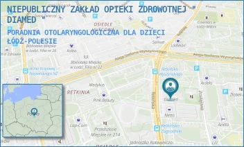 PORADNIA OTOLARYNGOLOGICZNA DLA DZIECI - NIEPUBLICZNY ZAKŁAD OPIEKI ZDROWOTNEJ " DIAMED " - UL. RETKIŃSKA 104A/1,  ŁÓDŹ-POLESIE