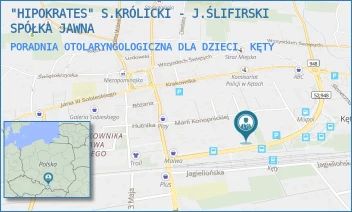 PORADNIA OTOLARYNGOLOGICZNA DLA DZIECI - "HIPOKRATES" S.KRÓLICKI - J.ŚLIFIRSKI SPÓŁKA JAWNA - SIENKIEWICZA 13,  KĘTY