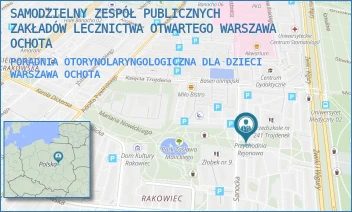 PORADNIA OTORYNOLARYNGOLOGICZNA DLA DZIECI - SAMODZIELNY ZESPÓŁ PUBLICZNYCH ZAKŁADÓW LECZNICTWA OTWARTEGO WARSZAWA OCHOTA - SANOCKA 6,  WARSZAWA OCHOTA