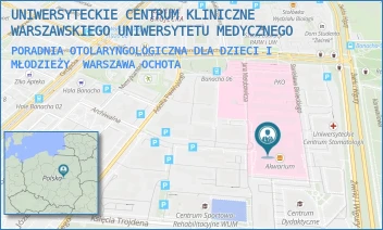 PORADNIA OTOLARYNGOLOGICZNA DLA DZIECI I MŁODZIEŻY - UNIWERSYTECKIE CENTRUM KLINICZNE WARSZAWSKIEGO UNIWERSYTETU MEDYCZNEGO - ŻWIRKI I WIGURY 63A,  WARSZAWA OCHOTA