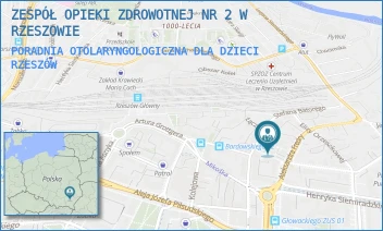PORADNIA OTOLARYNGOLOGICZNA DLA DZIECI - ZESPÓŁ OPIEKI ZDROWOTNEJ NR 2 W RZESZOWIE - UL. ALEKSANDRA FREDRY 9,  RZESZÓW