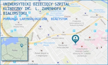 PORADNIA LARYNGOLOGICZNA - UNIWERSYTECKI DZIECIĘCY SZPITAL KLINICZNY IM.  L. ZAMENHOFA W BIAŁYMSTOKU - WASZYNGTONA 17,  BIAŁYSTOK