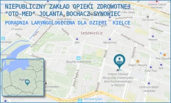 PORADNIA LARYNGOLOGICZNA DLA DZIECI - NIEPUBLICZNY ZAKŁAD OPIEKI ZDROWOTNEJ "OTO-MED" JOLANTA BOCHACZ-SYNOWIEC - MICKIEWICZA 4,  KIELCE