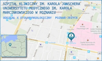 ODDZIAŁ X OTOLARYNGOLOGICZNY - SZPITAL KLINICZNY IM. KAROLA JONSCHERA UNIWERSYTETU MEDYCZNEGO IM. KAROLA MARCINKOWSKIEGO W POZNANIU - SZPITALNA 27/33,  POZNAŃ-JEŻYCE