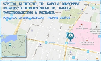 PORADNIA LARYNGOLOGICZNA - SZPITAL KLINICZNY IM. KAROLA JONSCHERA UNIWERSYTETU MEDYCZNEGO IM. KAROLA MARCINKOWSKIEGO W POZNANIU - SZPITALNA 27/33,  POZNAŃ-JEŻYCE